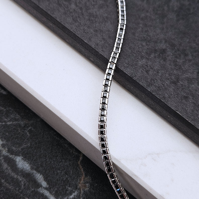 Sterling Silver Black Tennis Bracelet