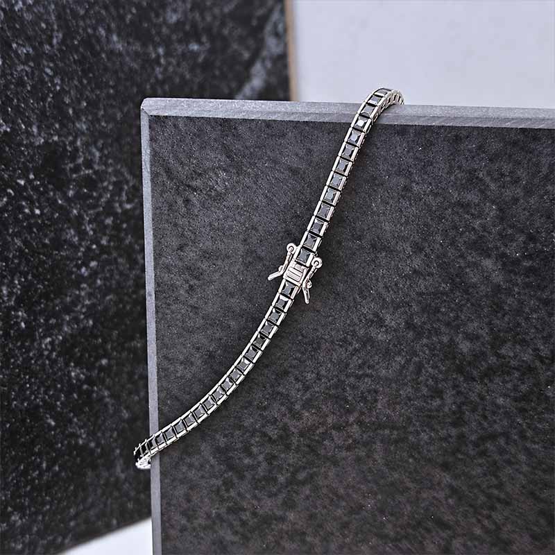 Sterling Silver Black Tennis Bracelet