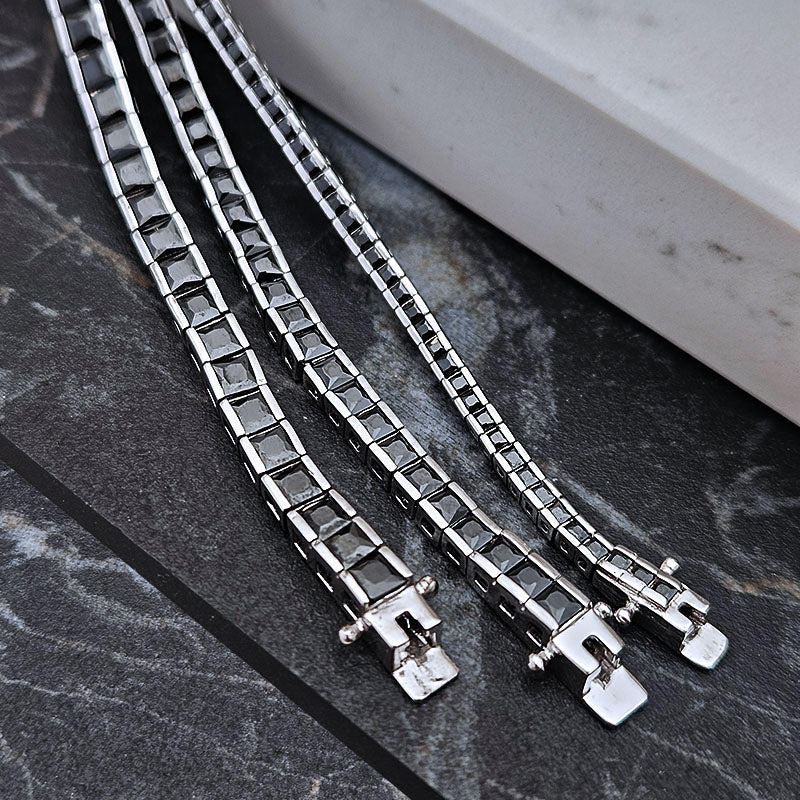 Sterling Silver Black Tennis Bracelet