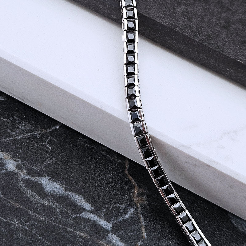 Sterling Silver Black Tennis Bracelet