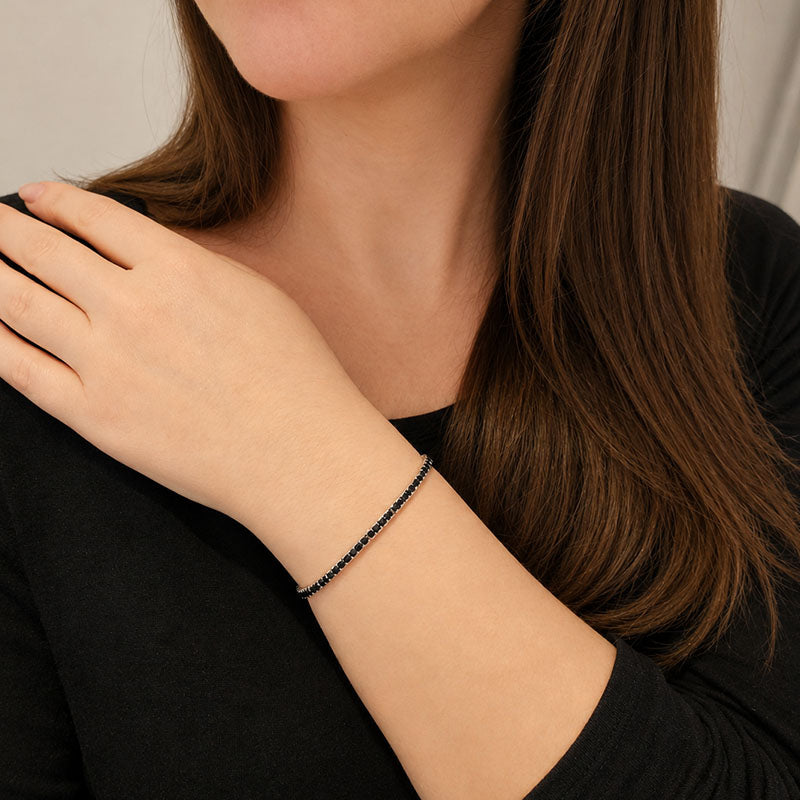 Sterling Silver Black Tennis Bracelet