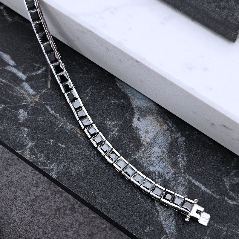 Sterling Silver Black Tennis Bracelet