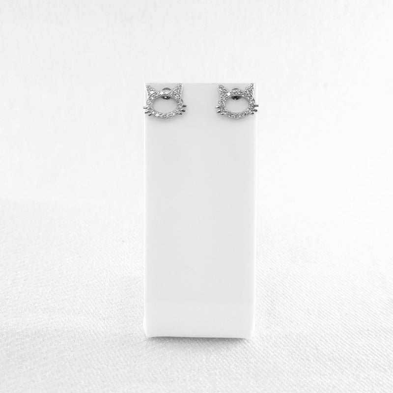 CZ Kitty Stud Earrings