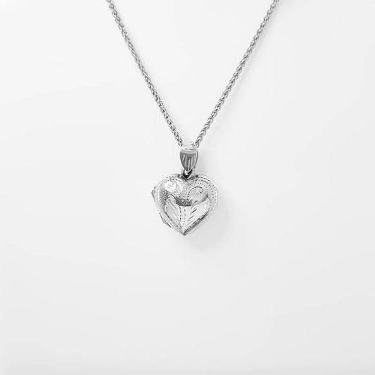 Small Filigree Heart Locket - Sterling Silver 