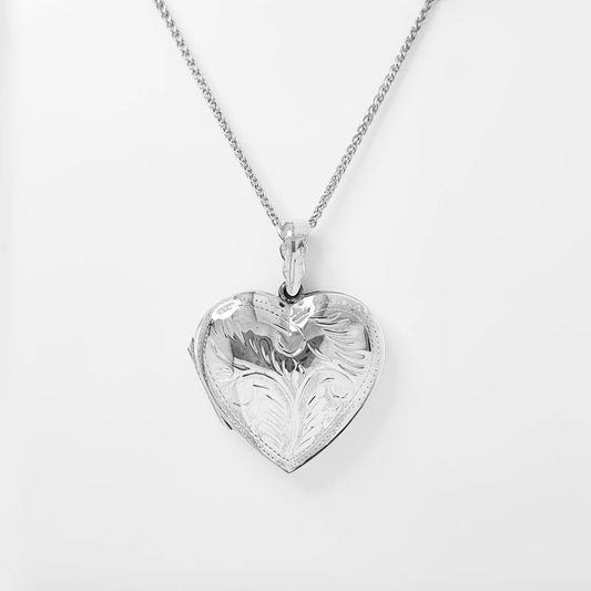 Large Bubble Heart Locket - Sterling Silver 