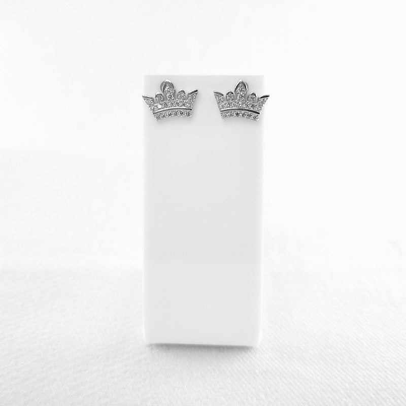 Cubic Zirconia Crown Studs set in Sterling Silver