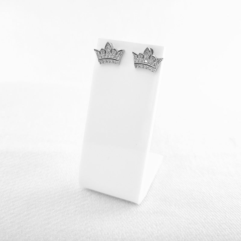 Cubic Zirconia Crown Studs set in Sterling Silver