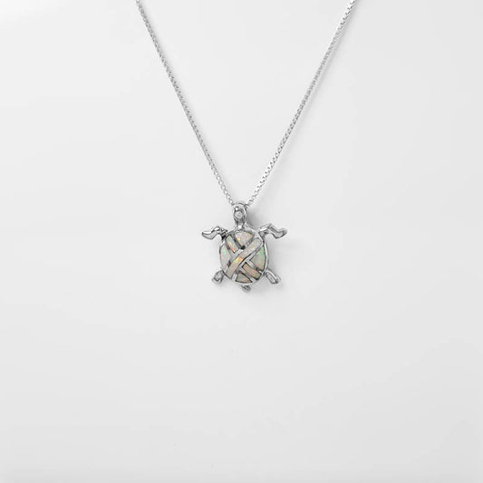Sterling Silver Turtle Pendant with Crushed Opal Inlay