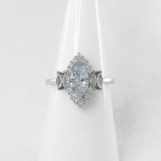 Sterling Silver Promise Ring - Marquise Shaped CZ Stones