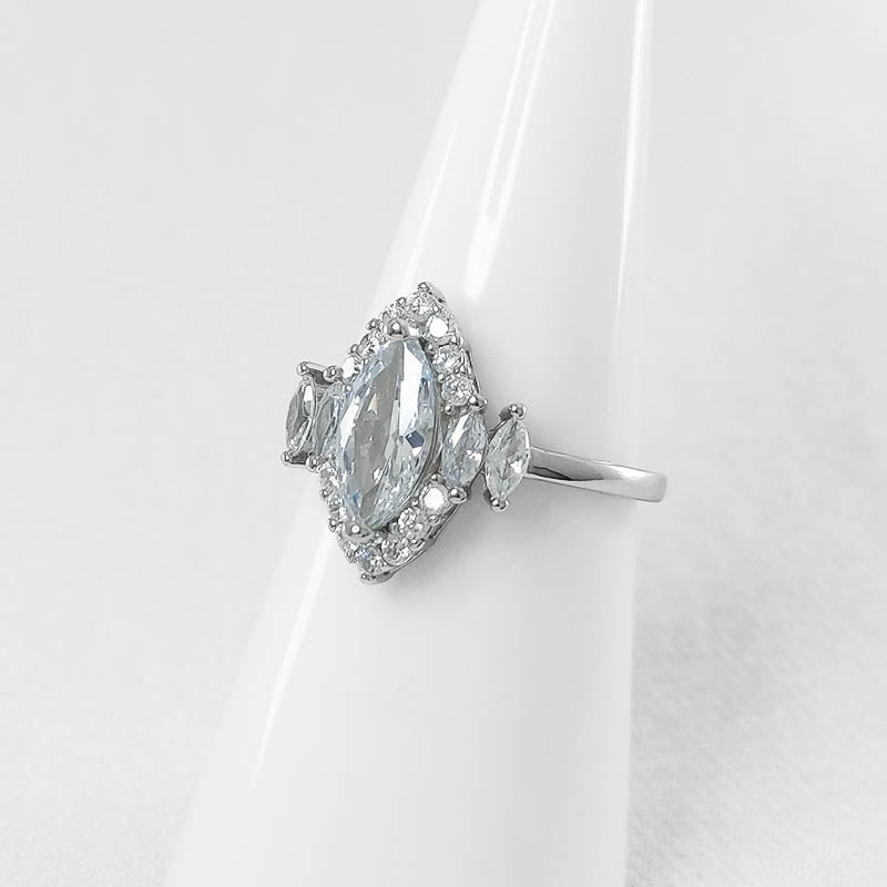 Sterling Silver Promise Ring - Marquise Shaped CZ Stones