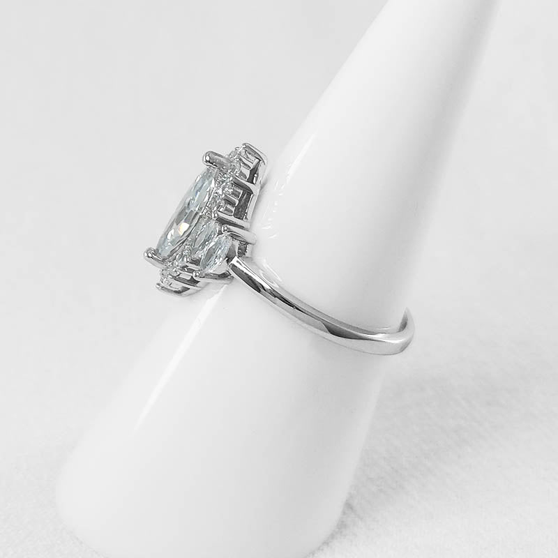 Sterling Silver Promise Ring - Marquise Shaped CZ Stones