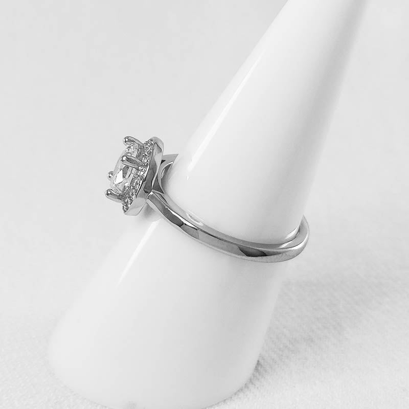 Sterling Silver Halo Ring With CZ Stones