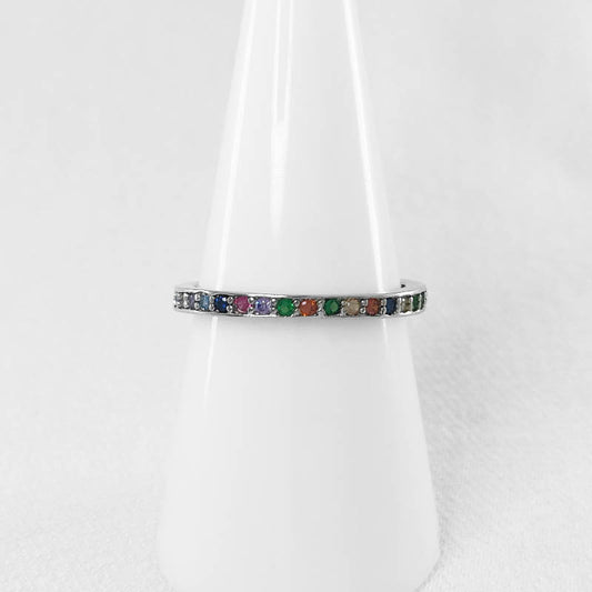 Sterling Silver Rainbow Eternity Ring