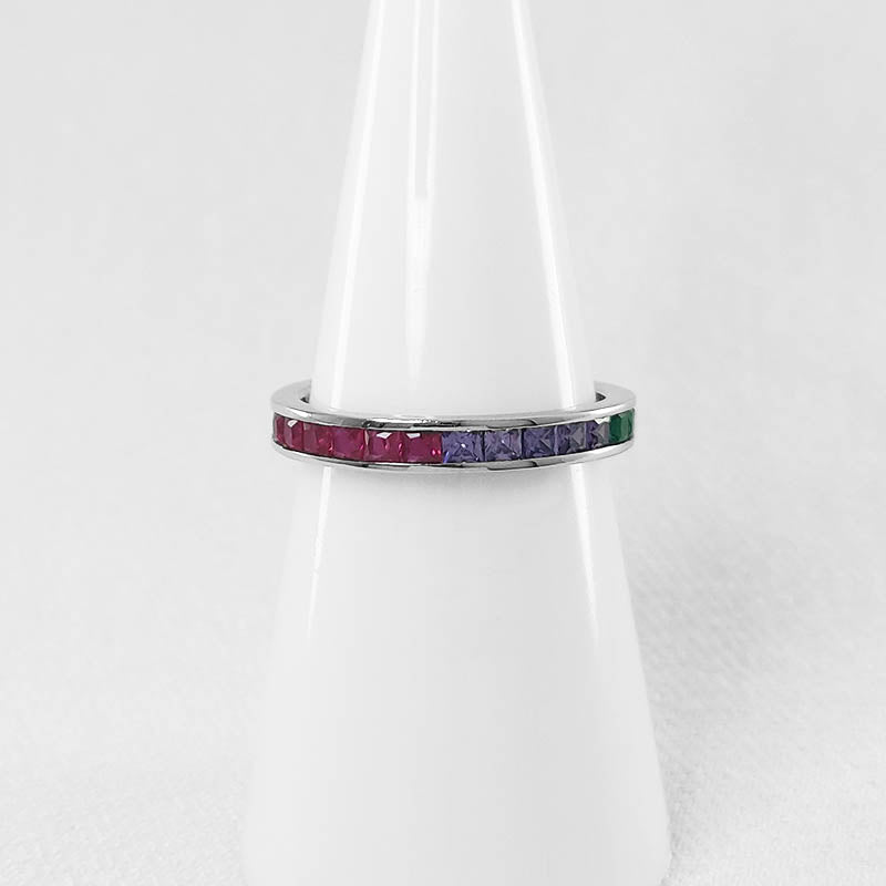 Sterling Silver Eternity Ring With Coloured Cubic Zirconia Stones