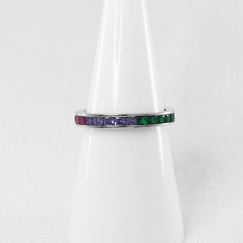Sterling Silver Eternity Ring With Coloured Cubic Zirconia Stones