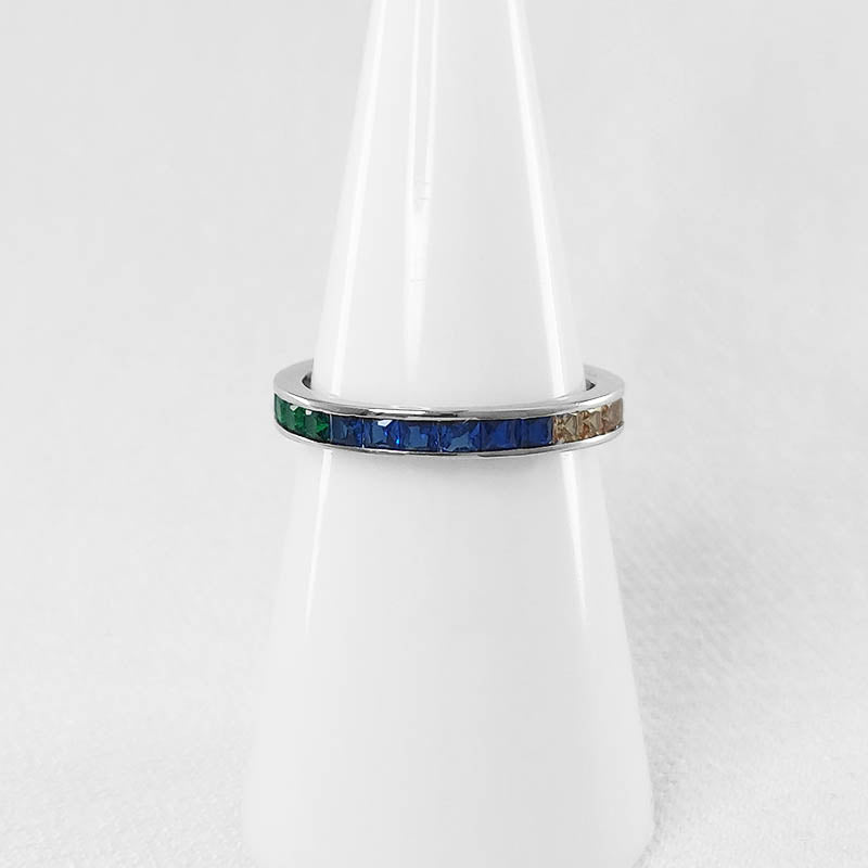 Sterling Silver Eternity Ring With Coloured Cubic Zirconia Stones