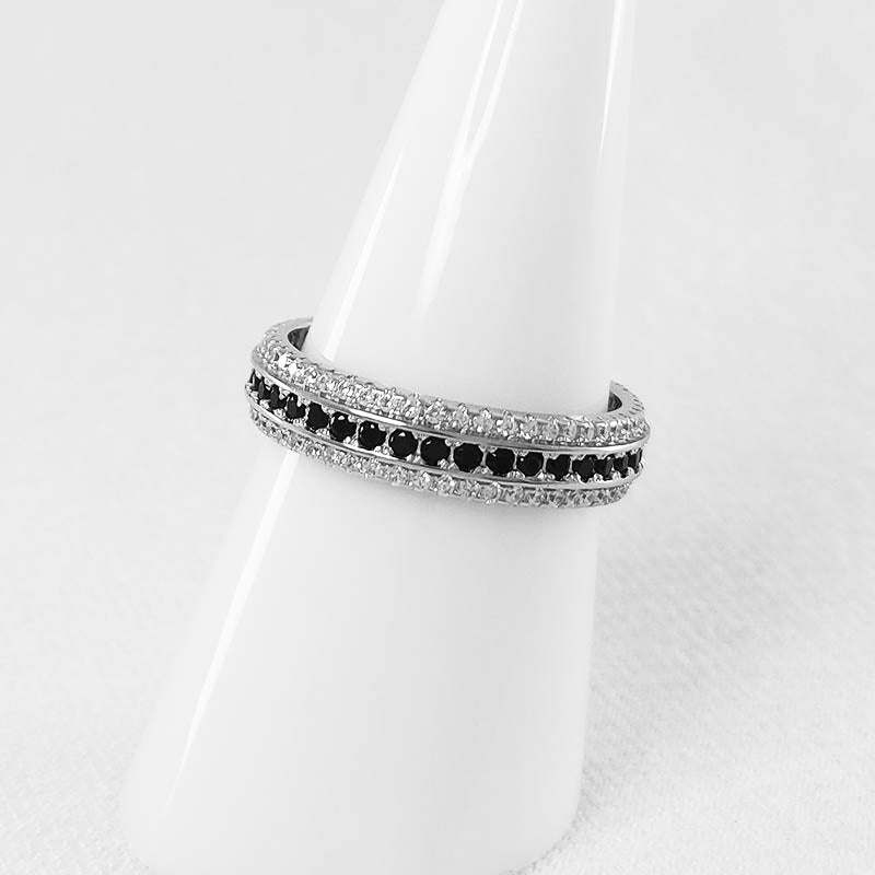 Cubic Eternity Ring with Black and Clear Stones