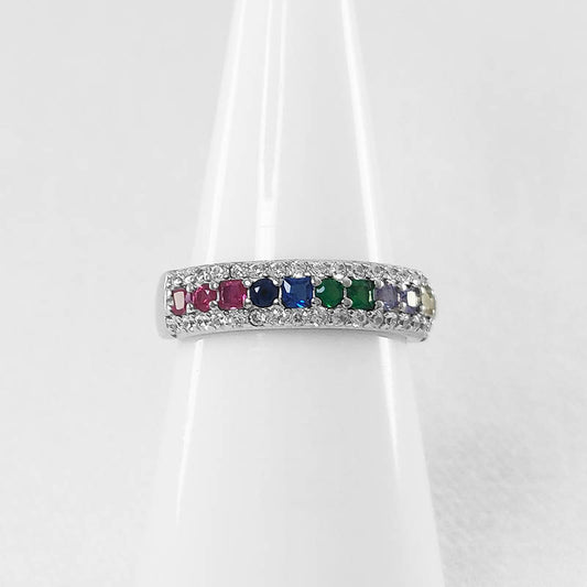 CZ Chakra Ring Made with sterling silver and cubic stones