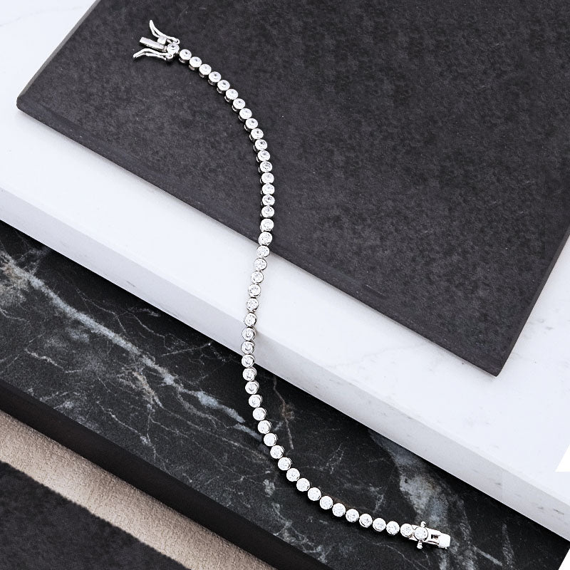 Sterling Silver Tube-Set Tennis Bracelet — 4mm