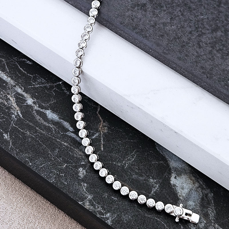 Sterling Silver Tube-Set Tennis Bracelet — 4mm