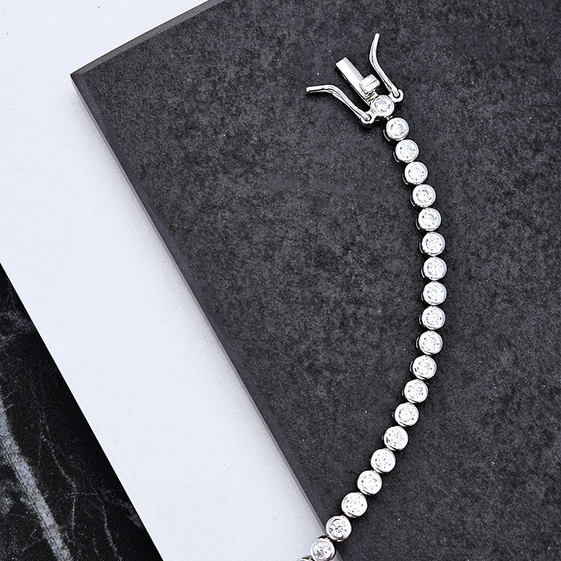 Sterling Silver Tube-Set Tennis Bracelet — 4mm