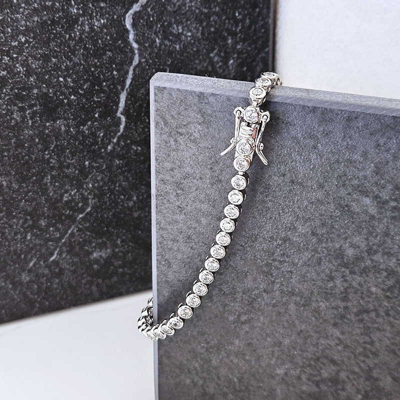 Sterling Silver Tube-Set Tennis Bracelet — 4mm