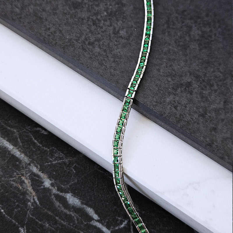Sterling Silver Coloured Tennis Bracelet