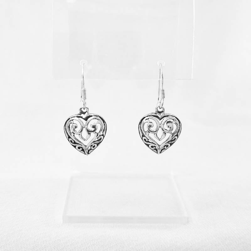 Sterling Silver Filigree Heart Earrings