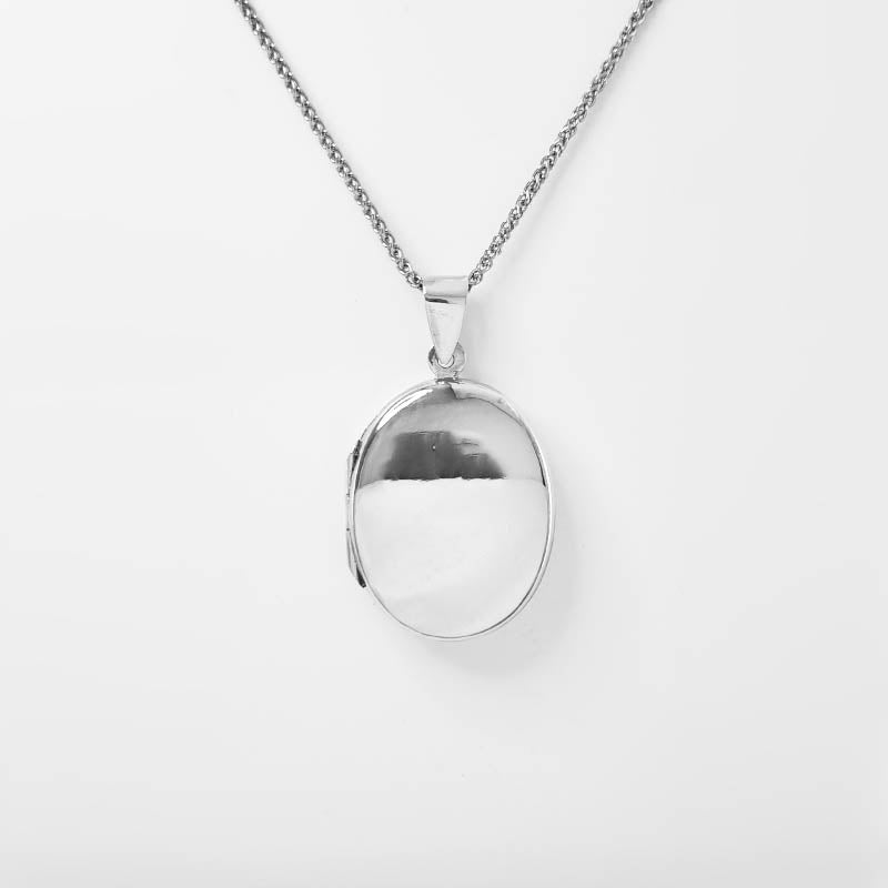 Sterling Silver Oval Locket - Smooth and Plain surface for engraving
