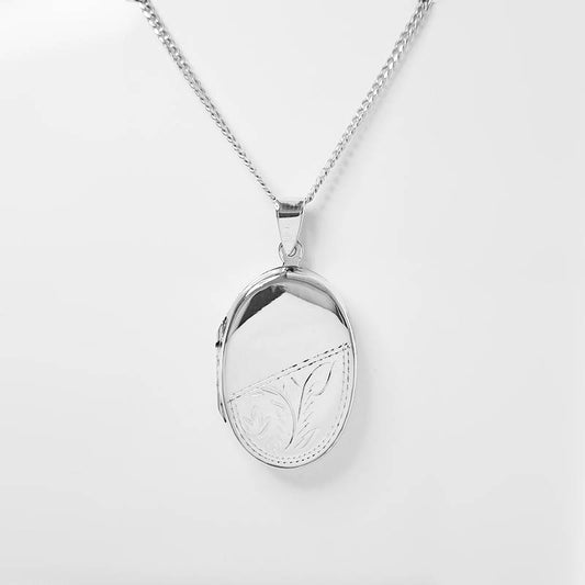 Sterling Silver Oval Locket - Large