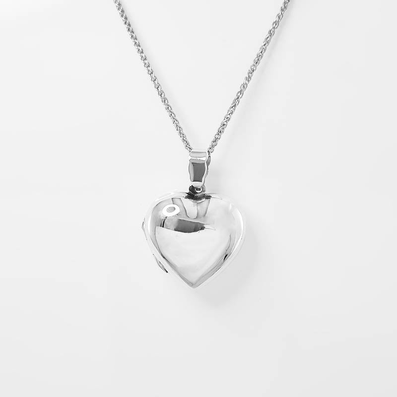 LArge plain silver heart locket necklace