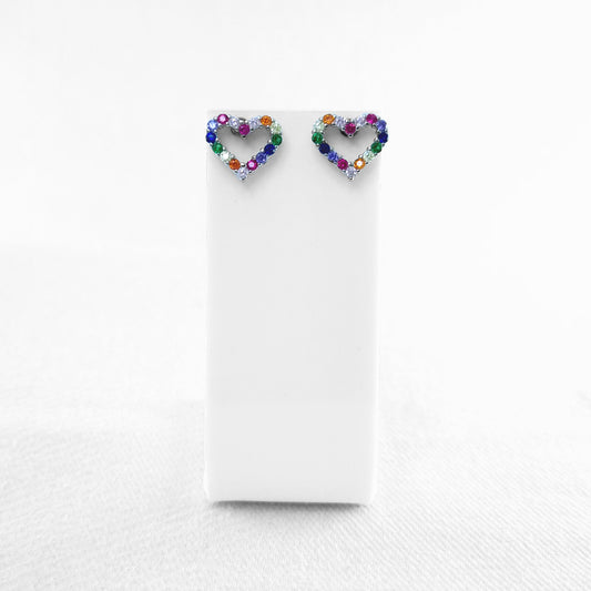 Multicoloured Heart Stud Earrings