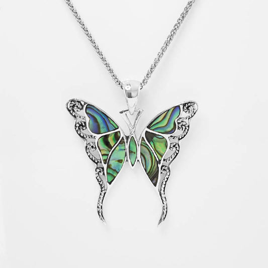 Gorgeous Powershell Butterfly Pendant.  Made with sterling silver