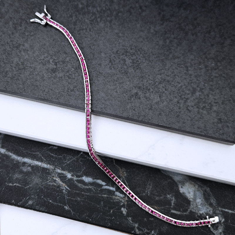 Sterling Silver Coloured Tennis Bracelet