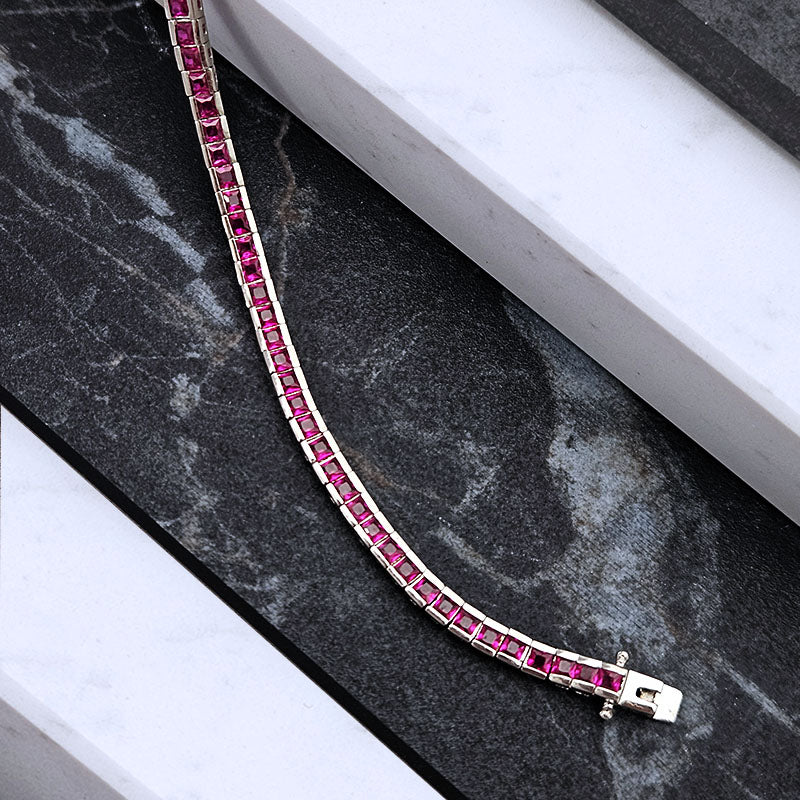 Sterling Silver Coloured Tennis Bracelet