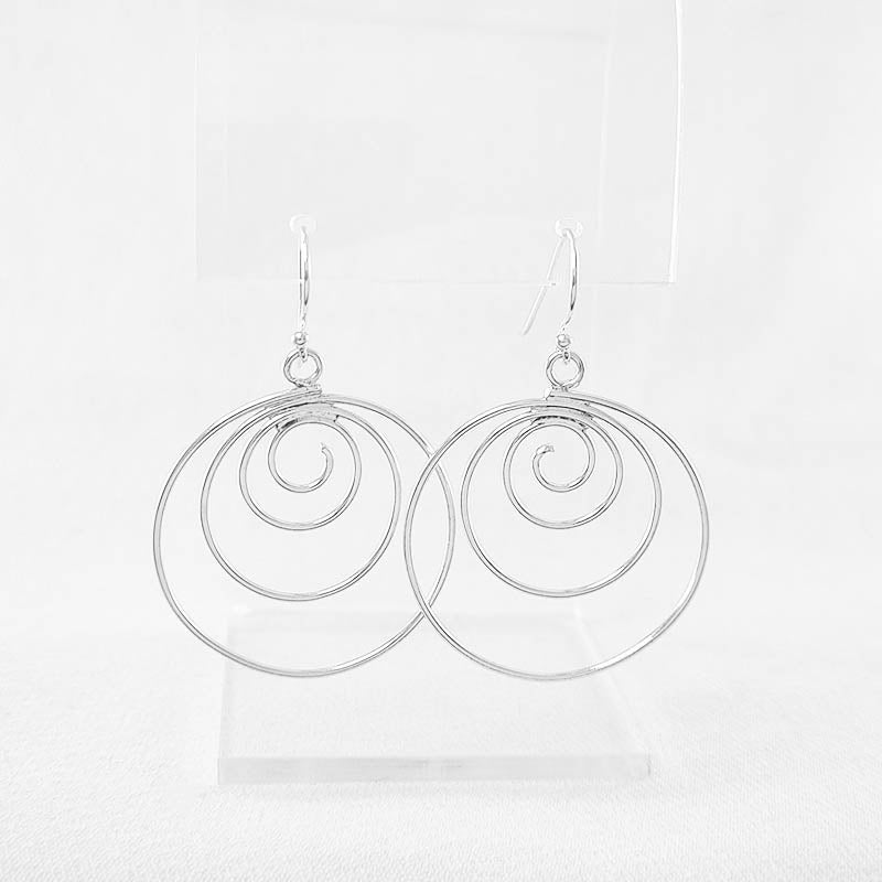 Large Sterling Silver Spiral Drop Earrings