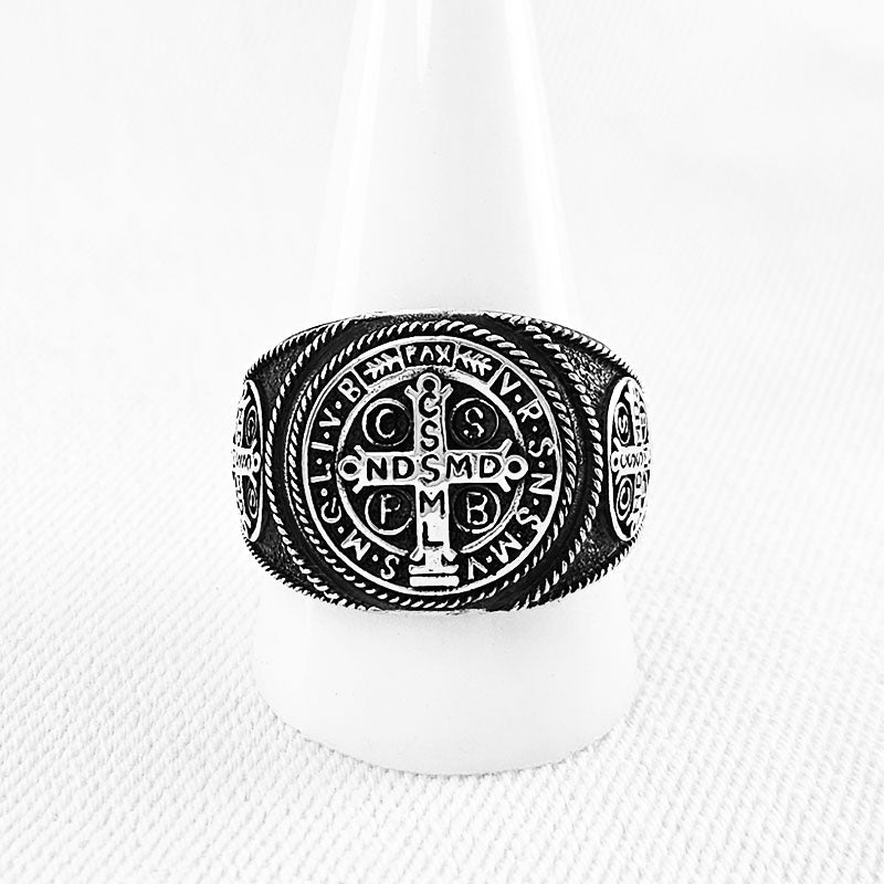 Sterling Silver St Benedict Ring For Men