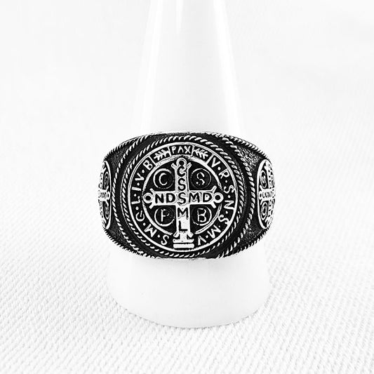 Sterling Silver St Benedict Ring For Men