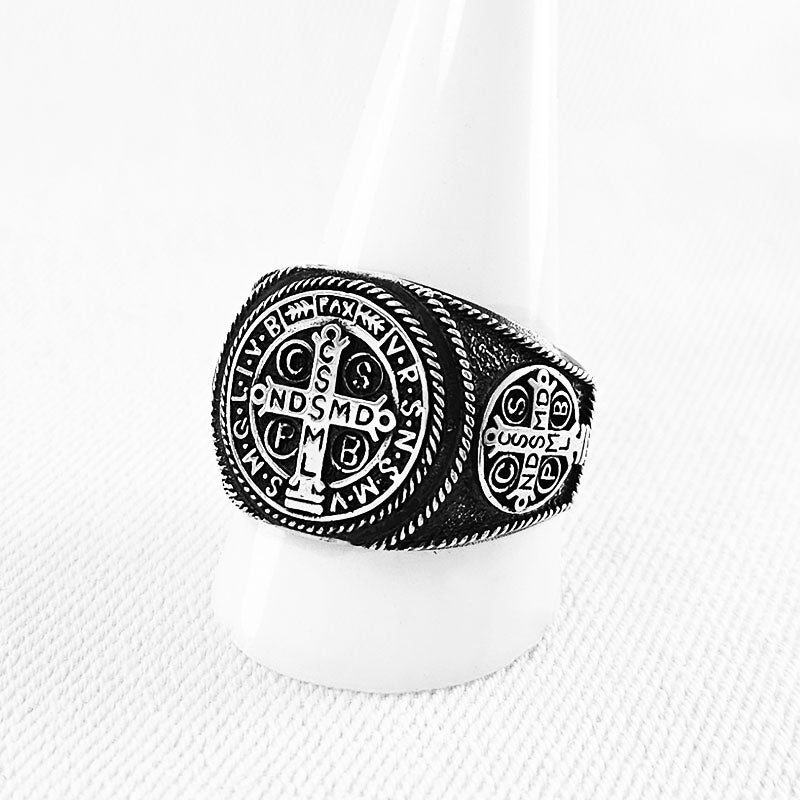 Sterling Silver St Benedict Ring For Men