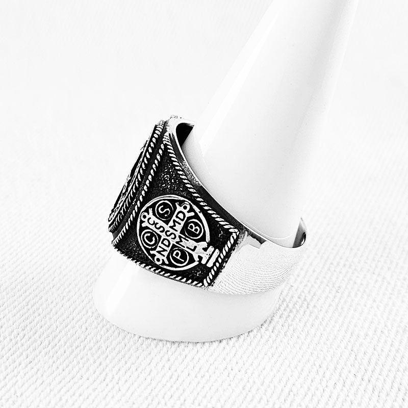 Sterling Silver St Benedict Ring For Men