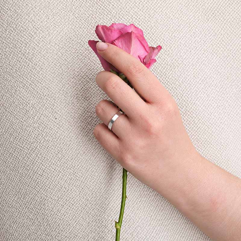 Sterling Silver Flat Band Ring — 4mm