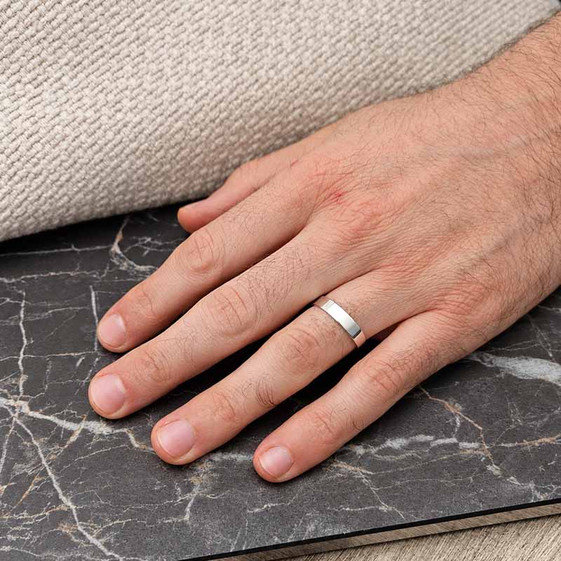 Sterling Silver Flat Band Ring — 4mm