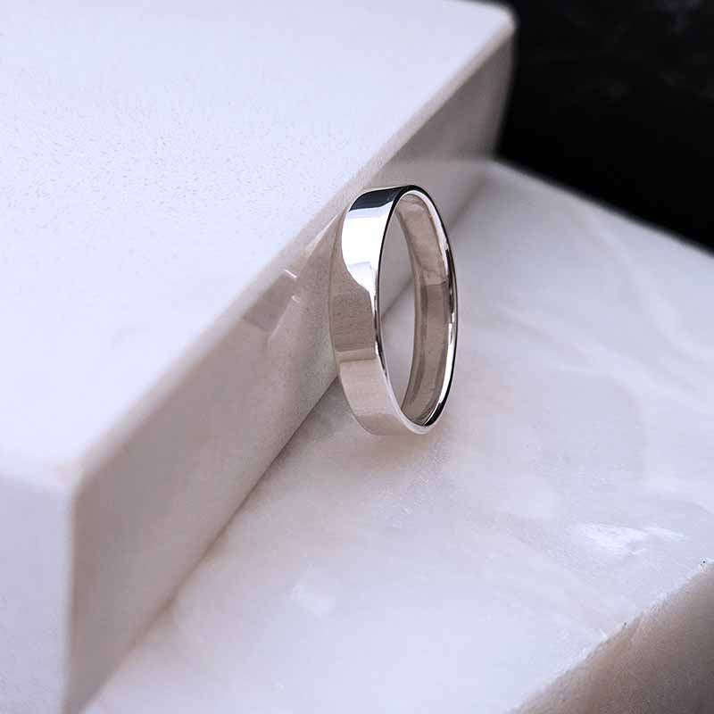 Sterling Silver Flat Band Ring — 4mm