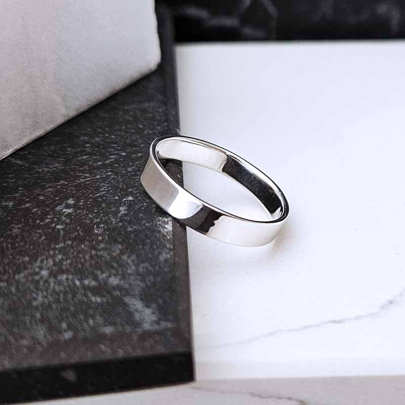 Sterling Silver Flat Band Ring — 4mm