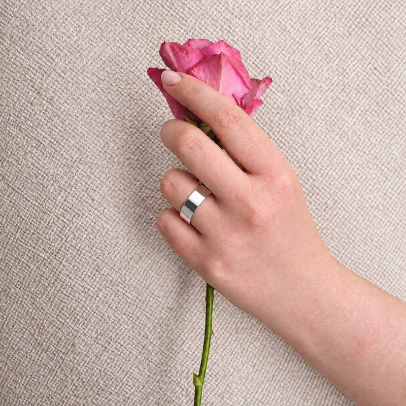 Sterling Silver Wide Flat Band Ring — 8mm
