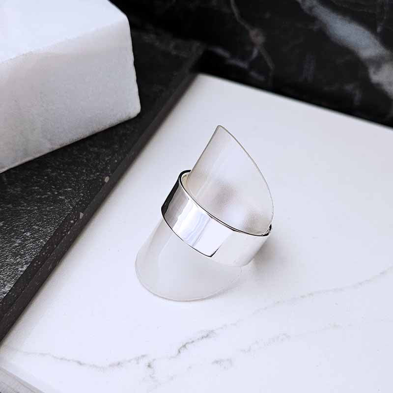 Sterling Silver Wide Flat Band Ring — 8mm