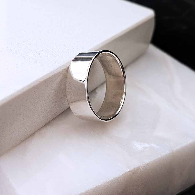 Sterling Silver Wide Flat Band Ring — 8mm