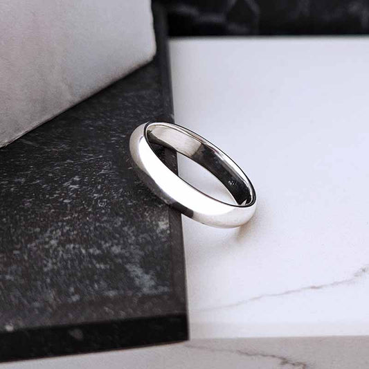 Sterling Silver Plain Band Ring — 4mm