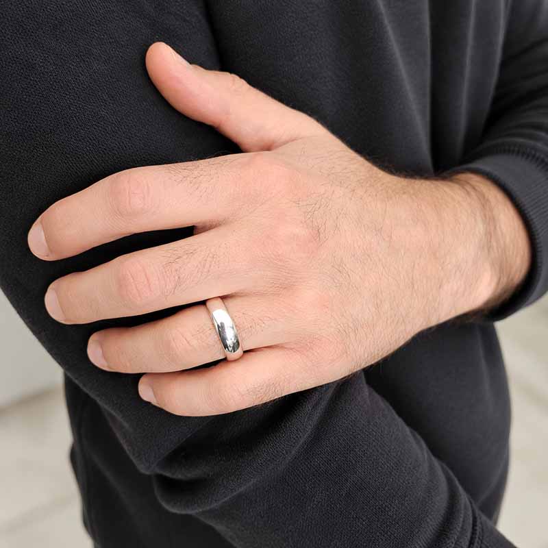 Sterling Silver Plain Band Ring — 6mm