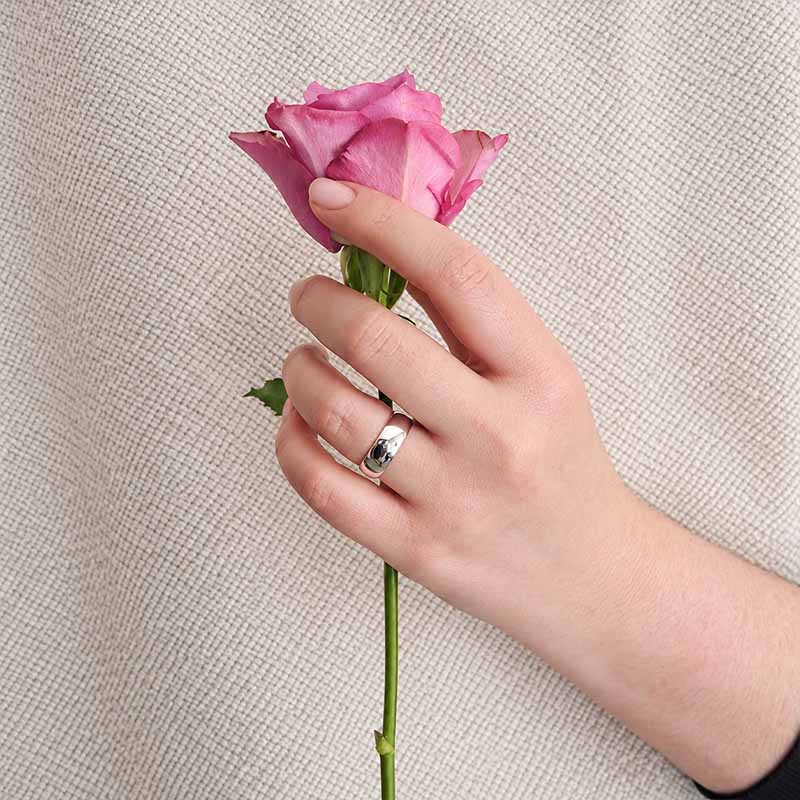 Sterling Silver Plain Band Ring — 7mm
